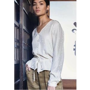 RAILS Beaux Stardust Silk Blouse Ivory Buttons Victorian Spell Gypsy Zodiac Boho